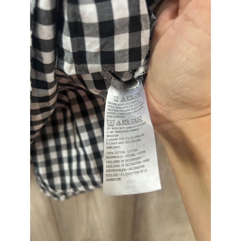 Isaac Mizrahi Live! Women 12 Black Gingham Floral Embroidered 3/4 Sleeve Top - Picture 4 of 6